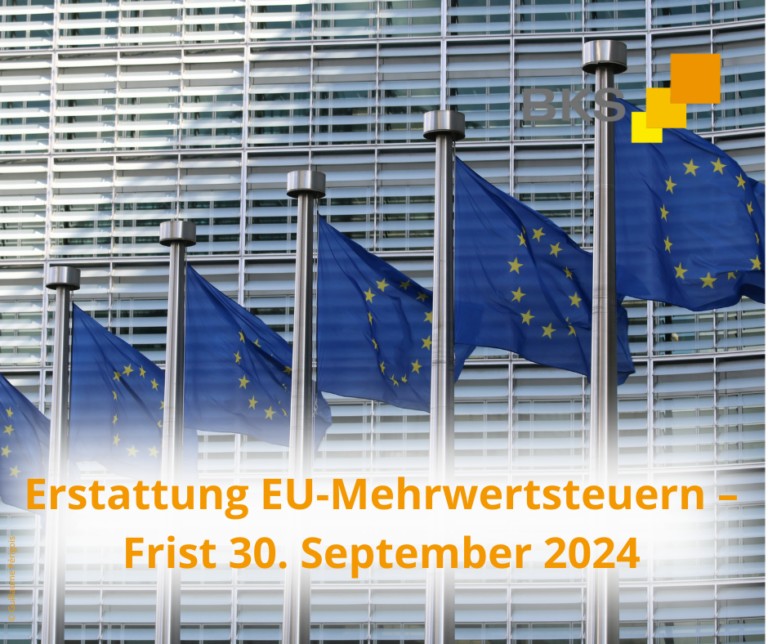 Mehr über den Artikel erfahren Erstattung EU-Mehrwertsteuern – Frist 30. September 2024