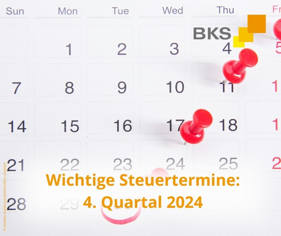 Du betrachtest gerade Wichtige Steuertermine: 4. Quartal 2024